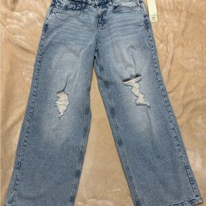 No Boundaries Light Blue Distressed Wide Leg Jeans Size 4